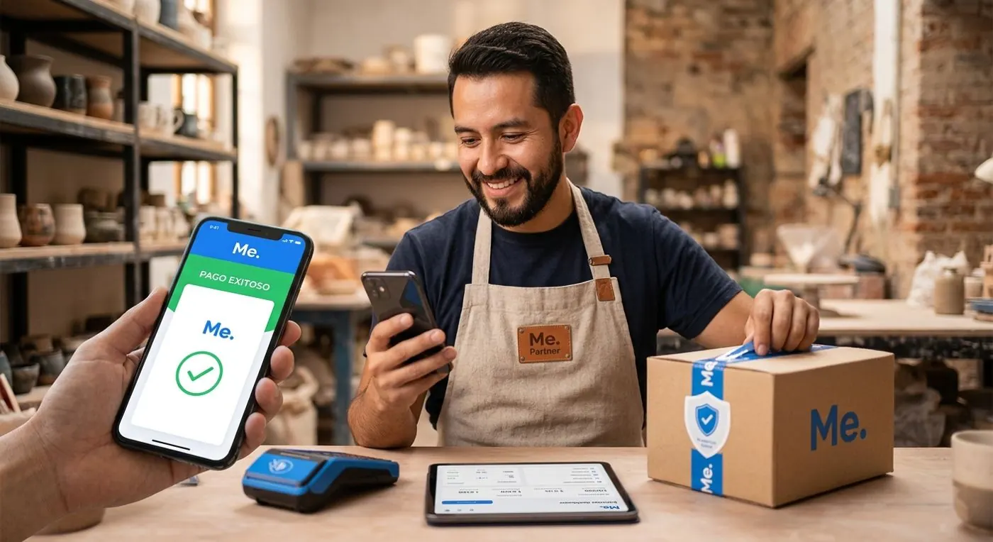 Comerciante recibiendo un pago con la app MakroEnvios
